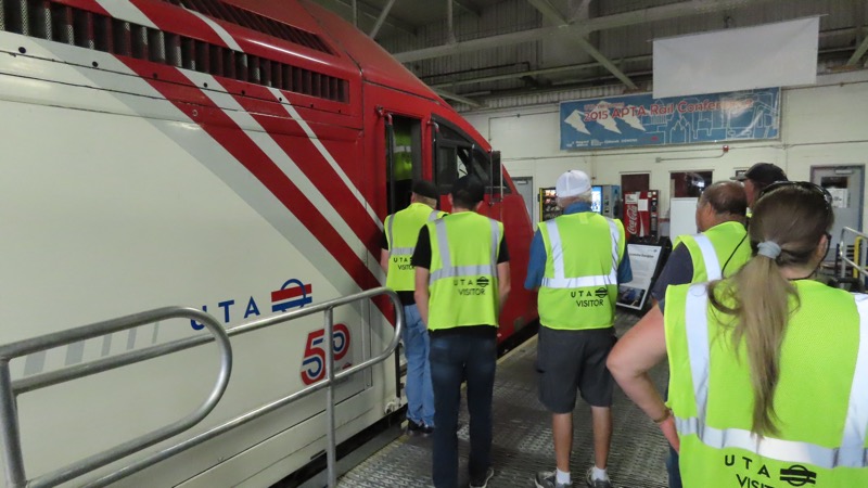 Having a look inside the locomotive cab